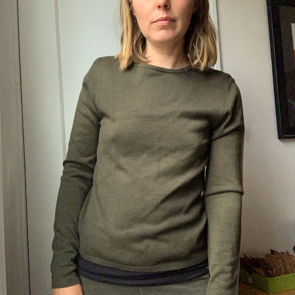 august silk Olive Green Crew Neck Sweater